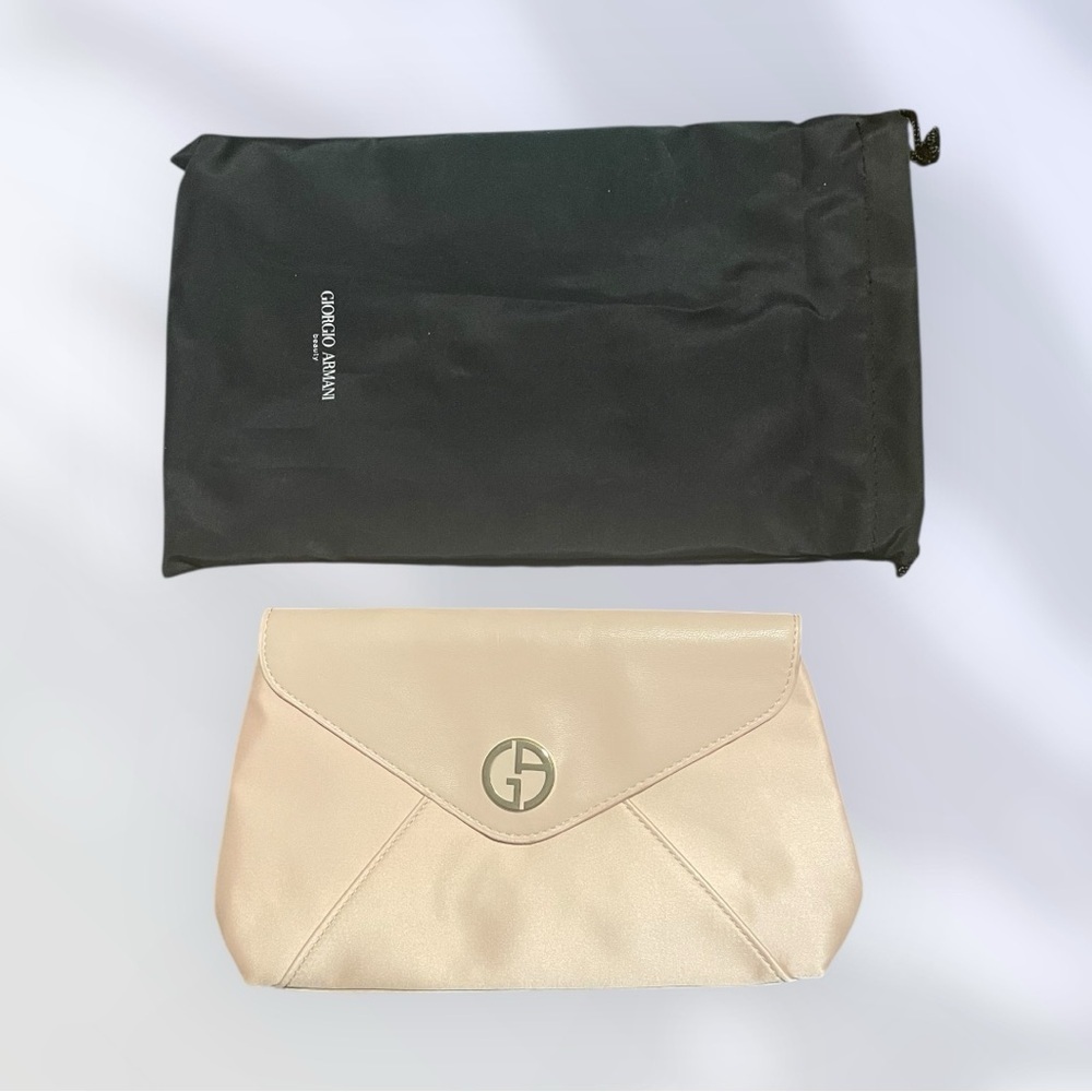 Giorgio Armani Cream Leather Clutch with Logo - Picture 1 of 4